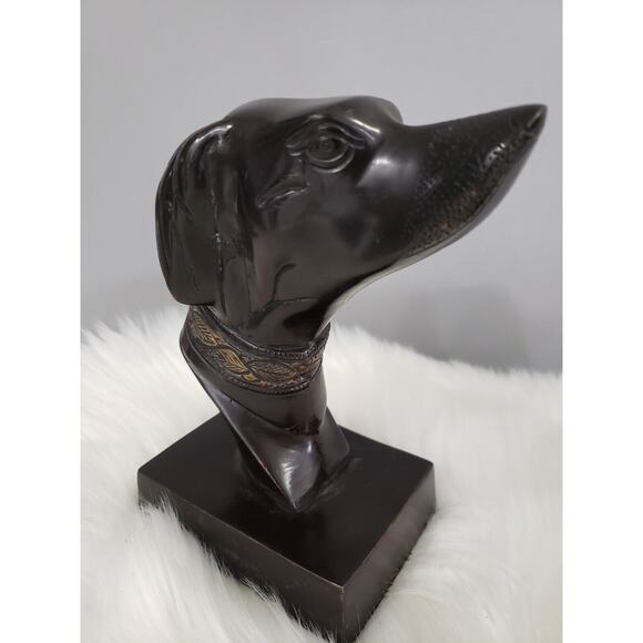 RARE Vintage Painted Bronze Whippet Greyhound Bookends Egyptian Library Decor - Picture 7 of 9